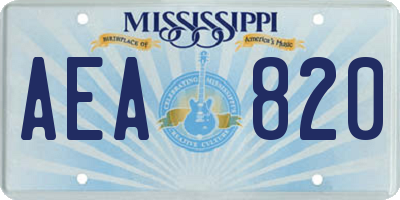 MS license plate AEA820