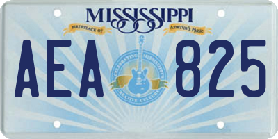 MS license plate AEA825