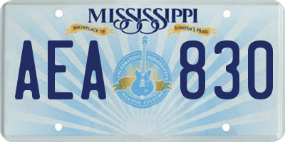 MS license plate AEA830