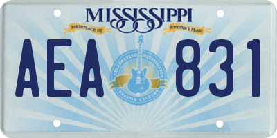 MS license plate AEA831