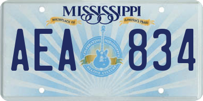 MS license plate AEA834