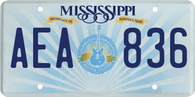 MS license plate AEA836