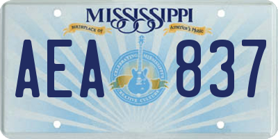MS license plate AEA837