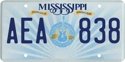 MS license plate AEA838