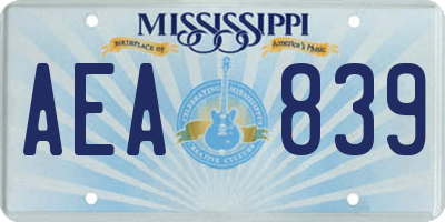MS license plate AEA839