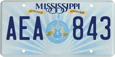 MS license plate AEA843
