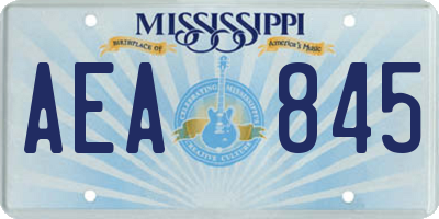 MS license plate AEA845