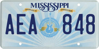 MS license plate AEA848