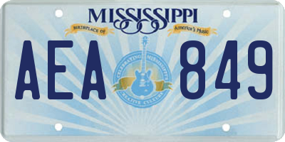MS license plate AEA849
