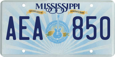 MS license plate AEA850