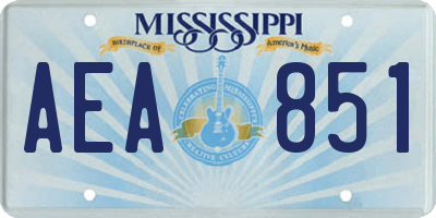 MS license plate AEA851