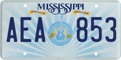 MS license plate AEA853