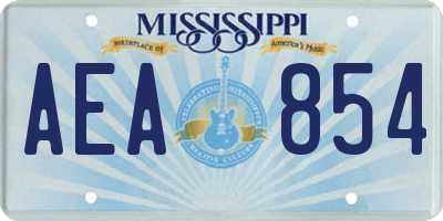 MS license plate AEA854