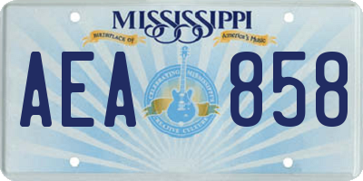 MS license plate AEA858