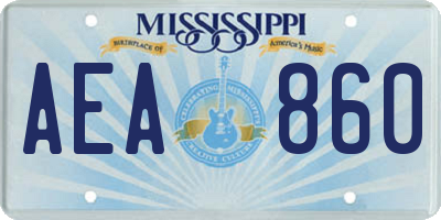 MS license plate AEA860