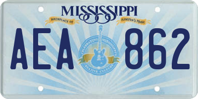 MS license plate AEA862
