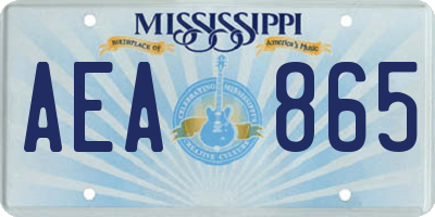 MS license plate AEA865