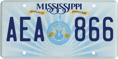 MS license plate AEA866