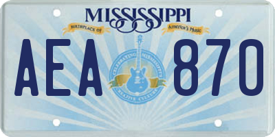 MS license plate AEA870