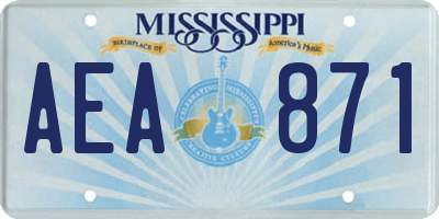 MS license plate AEA871