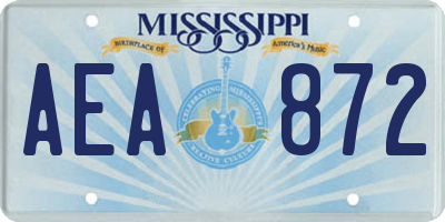MS license plate AEA872