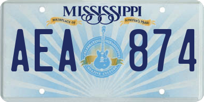 MS license plate AEA874
