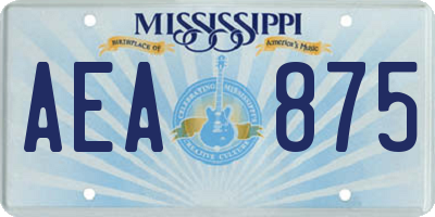 MS license plate AEA875