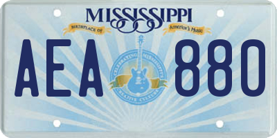MS license plate AEA880