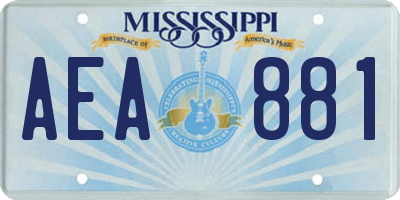 MS license plate AEA881