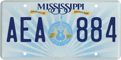 MS license plate AEA884