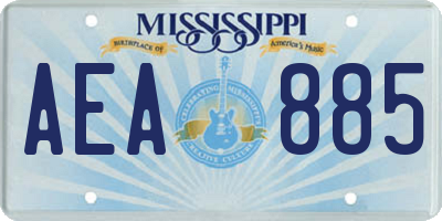 MS license plate AEA885