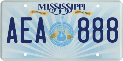 MS license plate AEA888