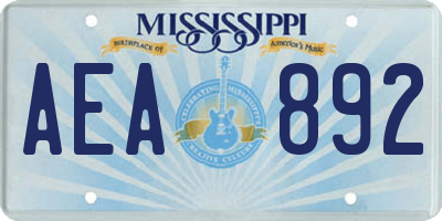 MS license plate AEA892