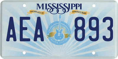 MS license plate AEA893