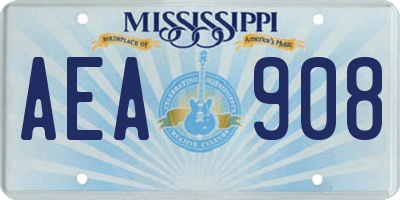 MS license plate AEA908