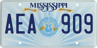 MS license plate AEA909