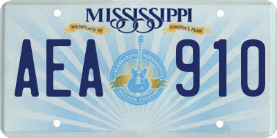 MS license plate AEA910
