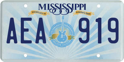 MS license plate AEA919