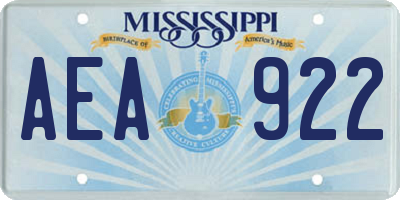 MS license plate AEA922