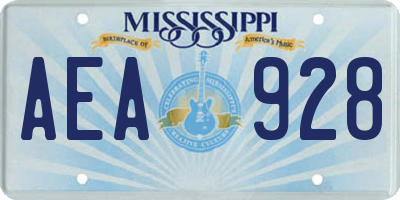 MS license plate AEA928