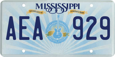 MS license plate AEA929