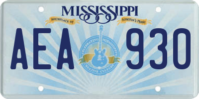 MS license plate AEA930