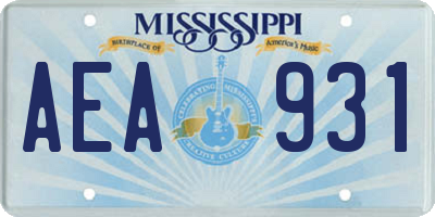 MS license plate AEA931