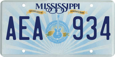 MS license plate AEA934