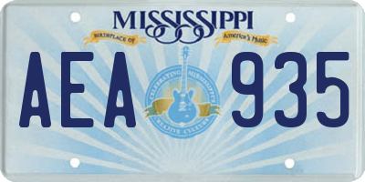 MS license plate AEA935