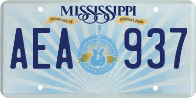 MS license plate AEA937
