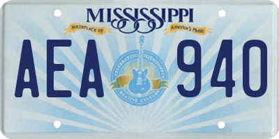 MS license plate AEA940