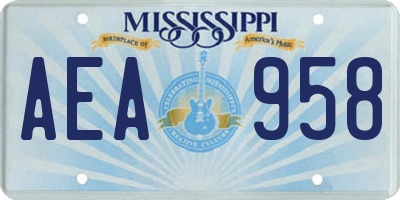 MS license plate AEA958