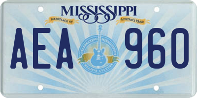 MS license plate AEA960