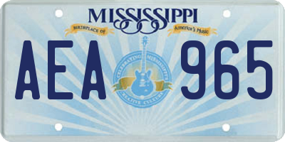 MS license plate AEA965